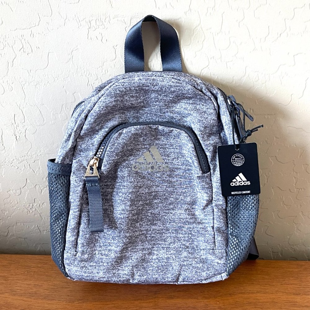 New Adidas Backpack Linear 3 Mini Jersey Grey White Backpack Bag NWT